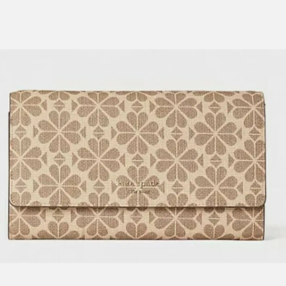 Kate Spade Spade Flower Coated Canvas Chain Clutch -Wallet  Crossbody - Dust bag